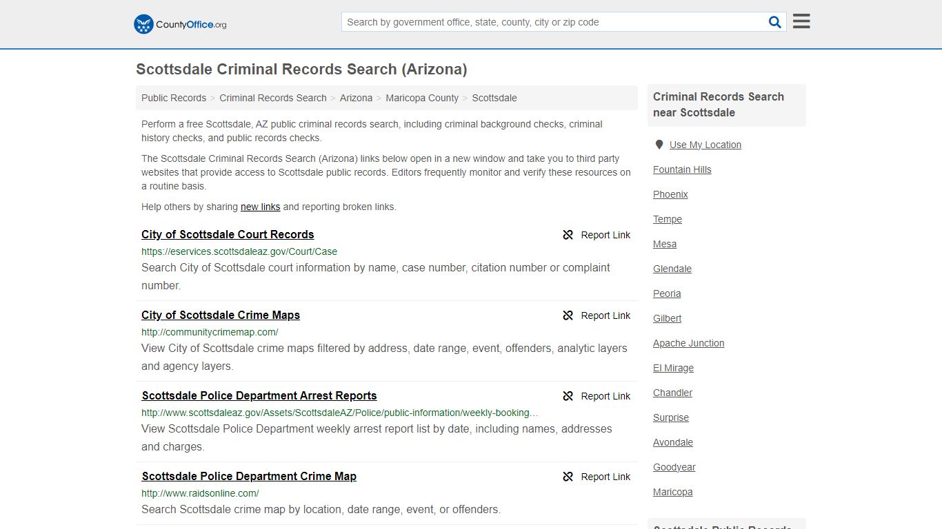 Scottsdale Criminal Records Search (Arizona) - County Office