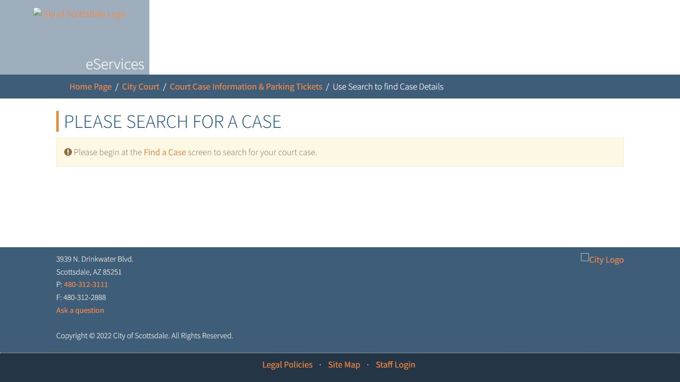 City of Scottsdale - Use Search to find Case Details